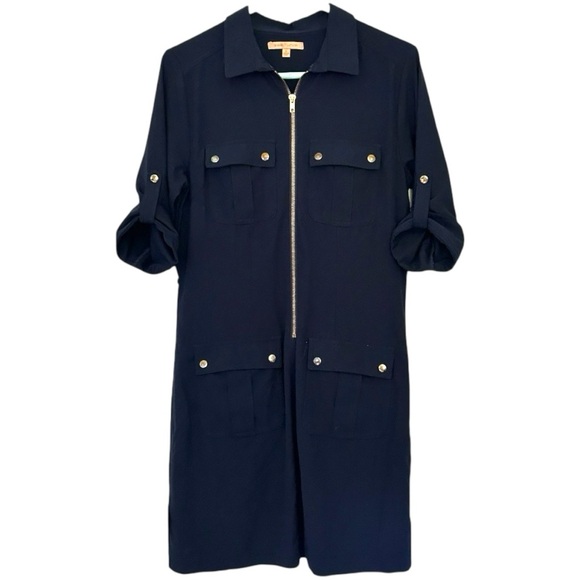 Gibson Latimer Dresses & Skirts - Gibson Latimer‎ Women’s Navy Zip-Up Shirt Dress Sz S